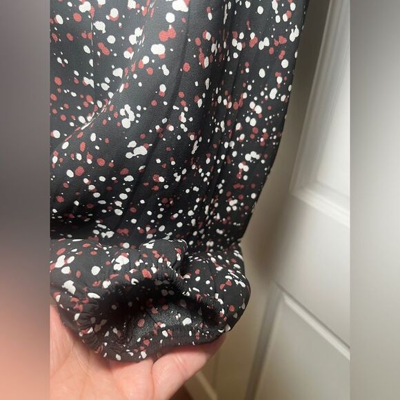 Abercrombie & Fitch Black White Puff Sleeve Baby Doll Top Front Cutout Size S - Picture 5 of 7